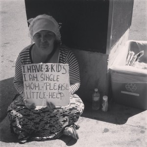 single mom three kids - sign