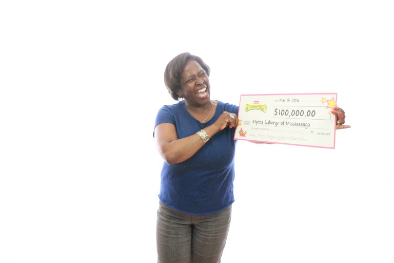 Myrna Laberge of Mississauga is all smiles after scoring a $100,000 lottery win. (Photo: OLG)