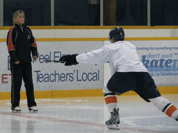 Skating coach Dawn Braid works with a player from the Athlete Training Centre in this undated photo. Braid spent seven years with the Mississauga facility. "Dawn is someone who we feel is at the top of her field so we thought it was imperative to hire her," said Arizona Coyotes general manager John Chayka in a statement. (Photo: The Athlete Training Centre)