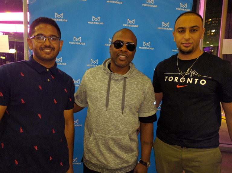 Samuel Chacko (left) and Samy Beshay (right) of Streetsville meet DJ Jazzy Jeff at SoundBites on Saturday, Sept. 3, 2016. (Photo: Submitted)