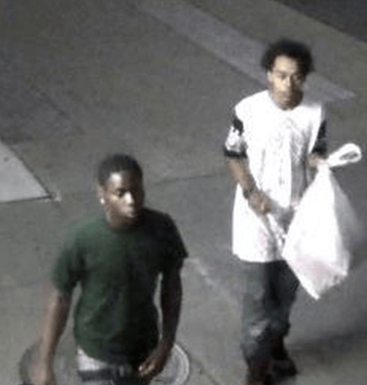 Security camera footage of outstanding suspects in a robbery investigation are seen in this Toronto Police handout. 