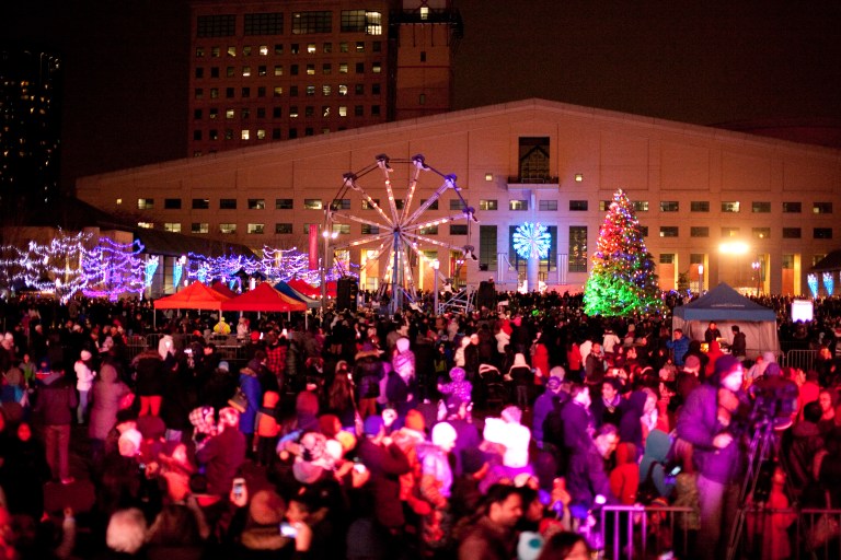 Large crowds turned out for the 2015 tree at Mississauga's Celebration Square. This year's event runs Saturday, Nov. 19, 2016. (Photo: City of Mississauga)